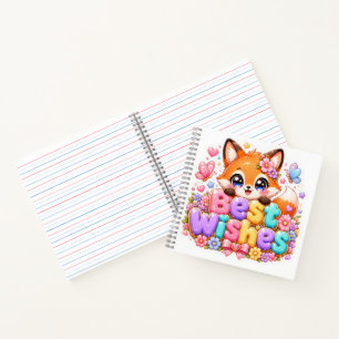 Carnet Mignon Kawaii Meilleurs Vœux Renard Nom Pastel Ros