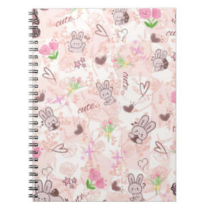 Carnet Mignon lapin japonais kawaii et gingham à carreaux