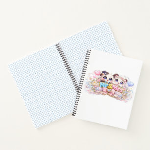Carnet Mignon Monsieur et Madame Panda Couple Pastel Rose