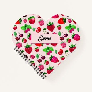 Carnet Mignon motif de fraise personnalisé pour enfants 