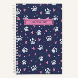 Carnet Mignon motif d'empreinte de patte d'animal de comp