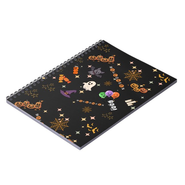 Carnet Mignon motif spirale Halloween Kawaii effrayant  (Côté gauche)