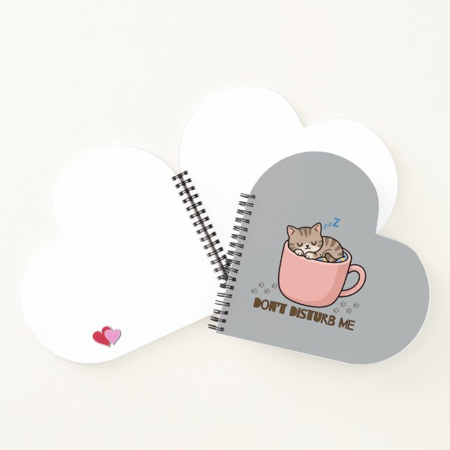Carnet Mignon petit chat endormi dans une tasse à thé sou (Intérieur)