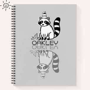 Carnet Mignon reflet de raton laveur gris Doodle nom pers