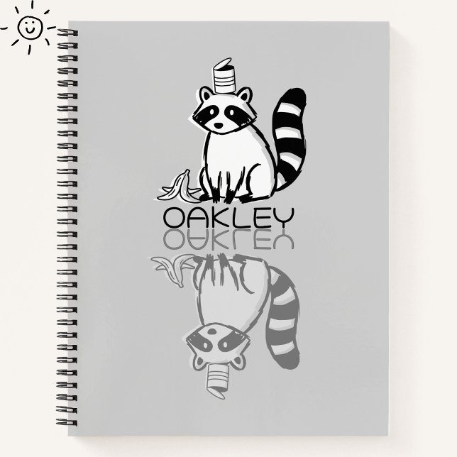 Carnet Mignon reflet de raton laveur gris Doodle nom pers (Créateur téléchargé)