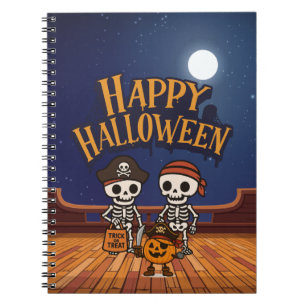 Carnet mignon, squelettes et citrouille Halloween