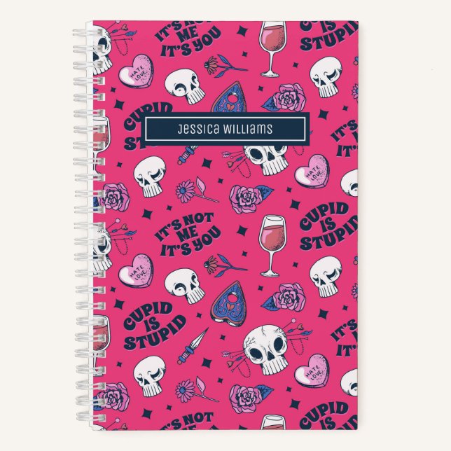 Carnet Mignonne anti-Valentine's Day Ado Doodle Motif ros (Recto)