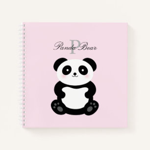 Carnet Mignonne fille bébé Panda Ours Monogramme