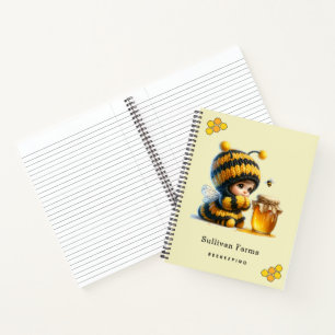 Carnet Mignonne fille en costume d'abeille avec miel