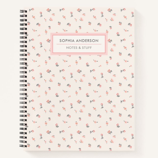 Carnet Mignonne Florale Personnalisée  (Devant)