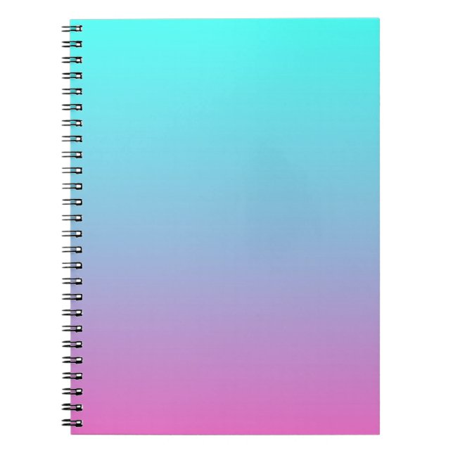 Carnet mignonne girly ombre mermaid rose turquoise aqua b (Devant)