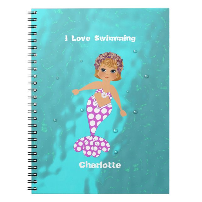 Carnet Mignonne J'Aime Baigner Sirène (Devant)