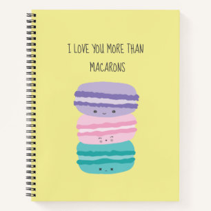 Carnet Mignonne Je t'aime plus que Macarons Kawaii Pastel