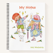 Mignonne lapin et filles Mes notes ÉDITABLE