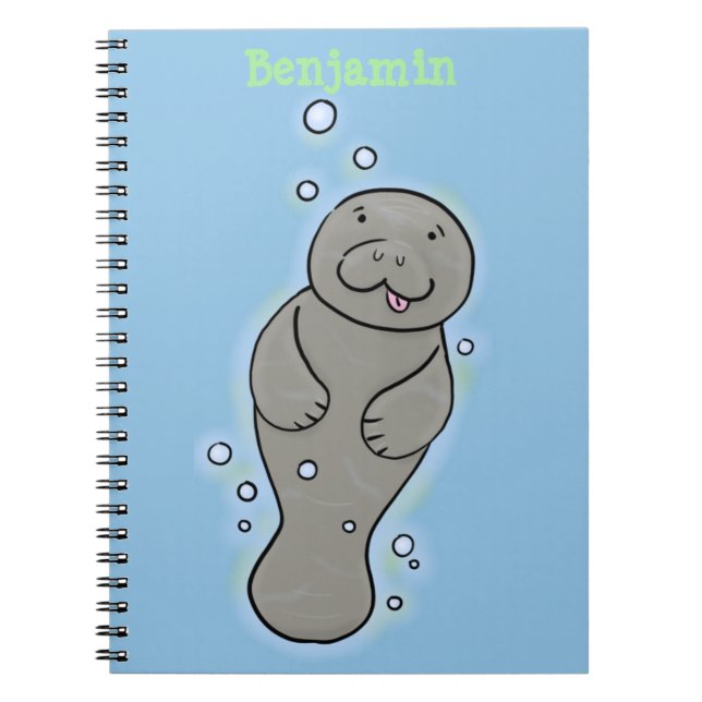 Carnet Mignonne manatée bébé avec bulles illustration (Devant)