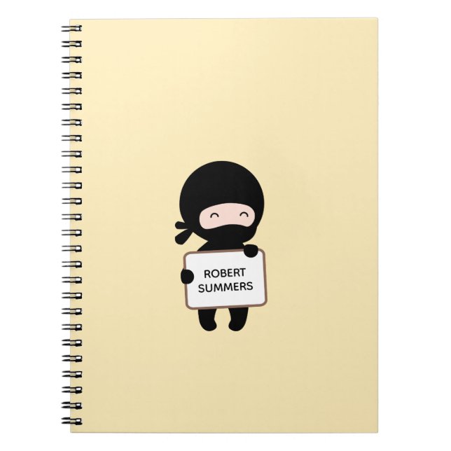 Carnet Mignonne minuscule Ninja Holding Connexion Jaune N (Devant)