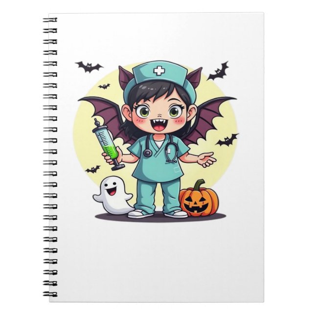 Carnet Mignonne petite infirmière sorcière Halloween Prem (Devant)