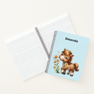 Carnet Mignonne Pony Mange Manger Des Marguerites
