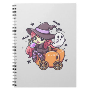 Carnet Mignonne Sorcière Enfant Assise sur une Voiture Ci