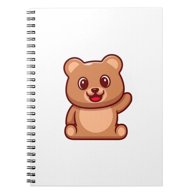 Carnet Mignonne Teddy Bear Waving Main (Devant)
