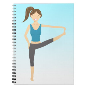 Carnet Mignonne Yoga Fille Dans La Main Étendue À La Pose