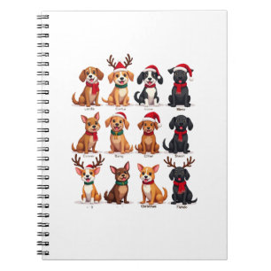 Carnet Mignons 12 chiens Noël drôles amateurs de chiens N