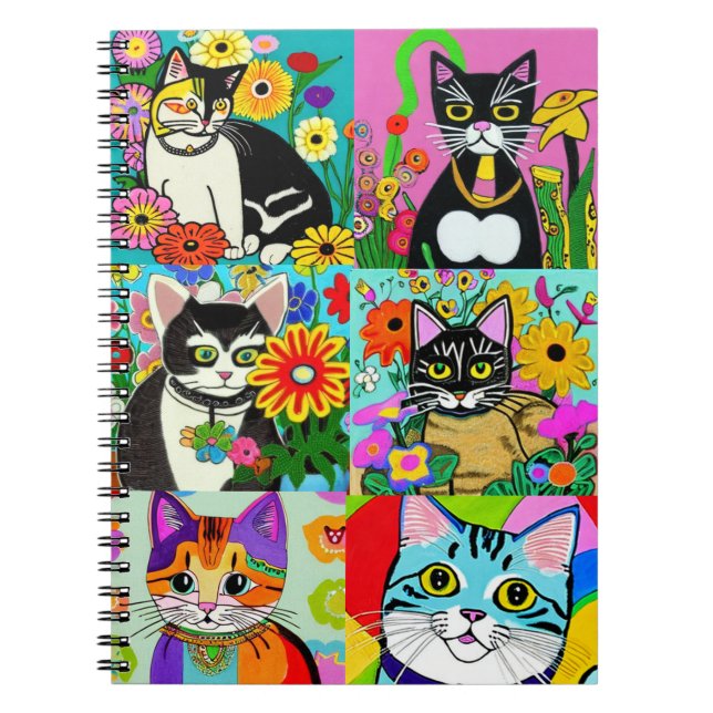 Carnet Mignons chats de dessin animé dans un style artist (Devant)