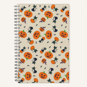 Carnet Mignons citrouilles d'Halloween et motif de chats
