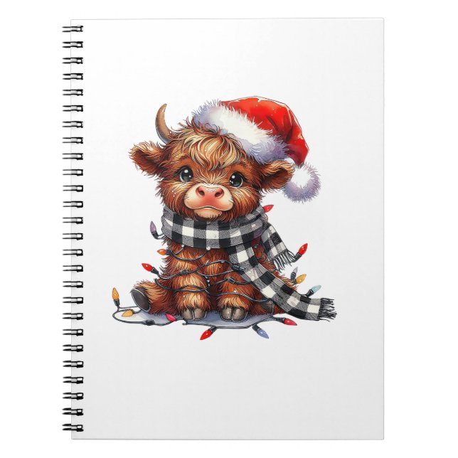 Carnet Mignons feux de Noël Vache Highland Funny Noël (Devant)