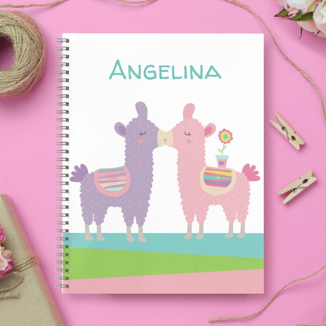 Carnet Mignons llamas roses violets embrassent fille mign (Créateur téléchargé)