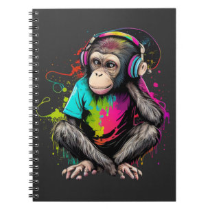 Carnet Mignons Singe Écouter Musique, Musique Singe Obséd