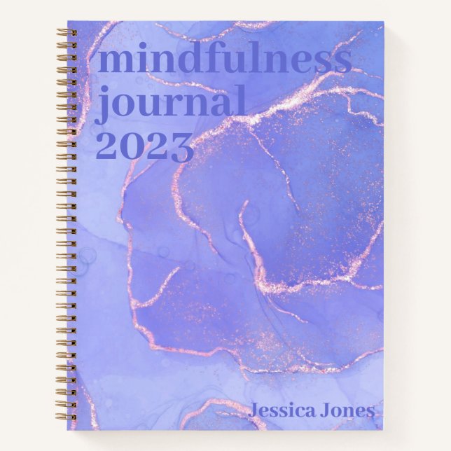 Carnet Mindfulness Bleu Or Aquarelle Marbré (Devant)