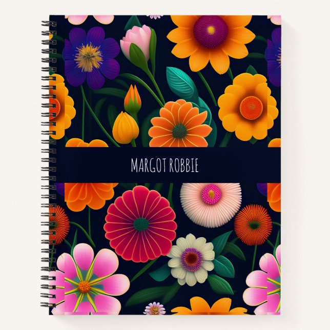 Carnet Mini Fleurs exotiques Motif arc-en-ciel (Devant)