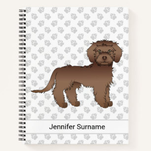 Carnet Mini Goldendoodle Brun Dessin Animé Chien & Texte