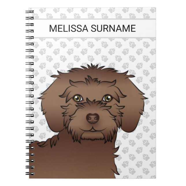 Carnet Mini Goldendoodle Brun Dessin Animé Chien & Texte (Devant)