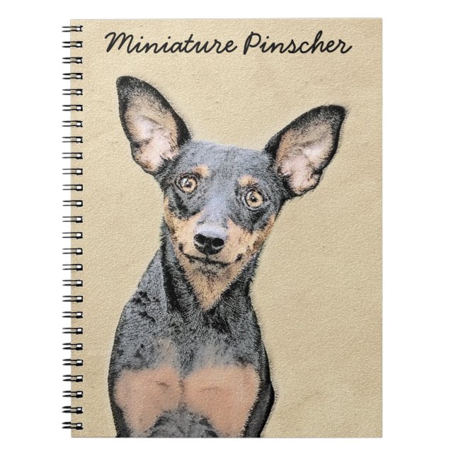 Carnet Miniature Pinscher Peinture Cute Original Dog Art (Devant)