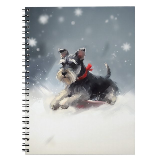Carnet Miniature Schnauzer Noël neige hiver (Devant)