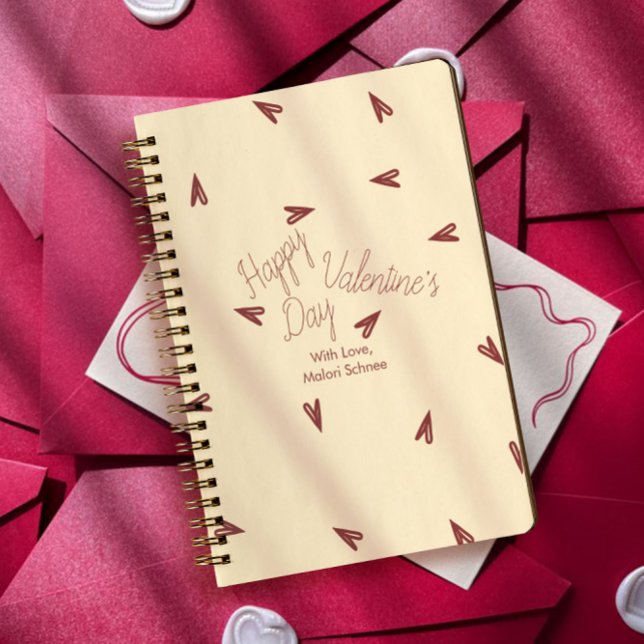 Carnet Minimal Burgundy & Cream Hearts Valentine (Créateur téléchargé)