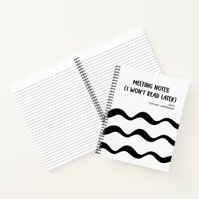 Carnet Minimal Funny Coworker Meetings Office Name Year (Intérieur)