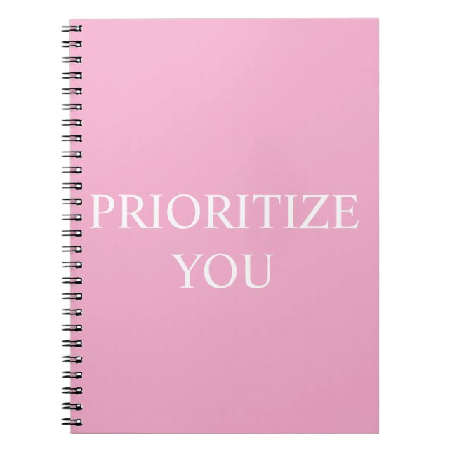 Carnet Minimal Prioriser Vous Citation Rose Poussiéreuse  (Devant)