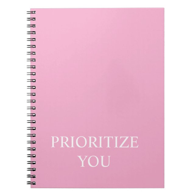 Carnet Minimal Prioriser Vous Citation Rose Poussiéreuse  (Devant)
