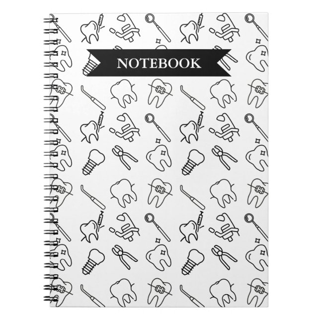Carnet Minimalist Aesthetic Dental Icons Spiral Notebook (Devant)