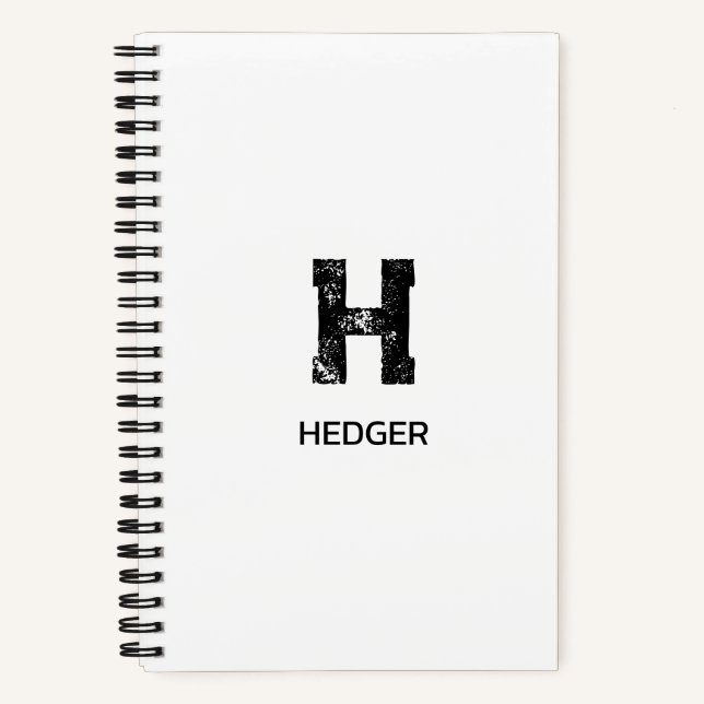 CARNET MINIMALIST BLACK ONE LETTER MONOGRAM NAME WHITE (Recto)