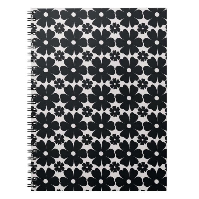 Carnet Minimalist black & white daisy pattern (Devant)