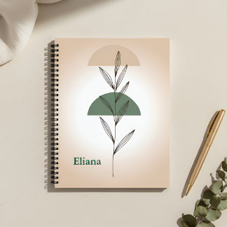 Carnet Minimalist Boho Botanical Leaves Personalized 