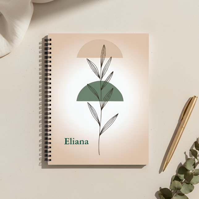Carnet Minimalist Boho Botanical Leaves Personalized  (Créateur téléchargé)