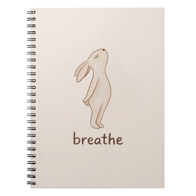 Carnet Minimalist Bunny “Breathe” Spiral Notebook (Devant)