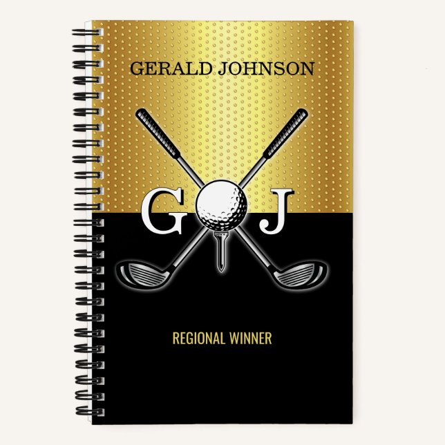 Carnet Minimalist Custom Elegant Golf Monogram Notebook (Recto)