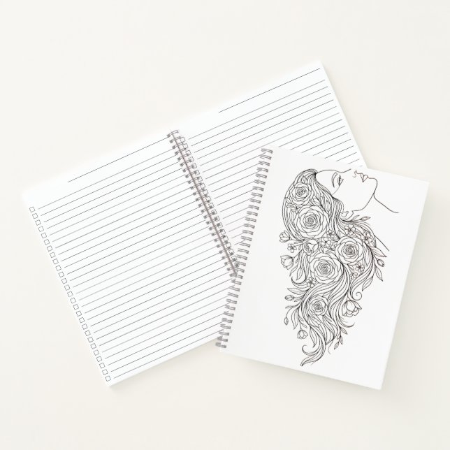 Carnet Minimalist Floral Woman Profile Notebook (Intérieur)