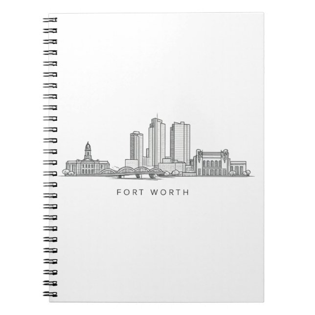 Carnet Minimalist Fort Worth Skyline Line Art (Devant)